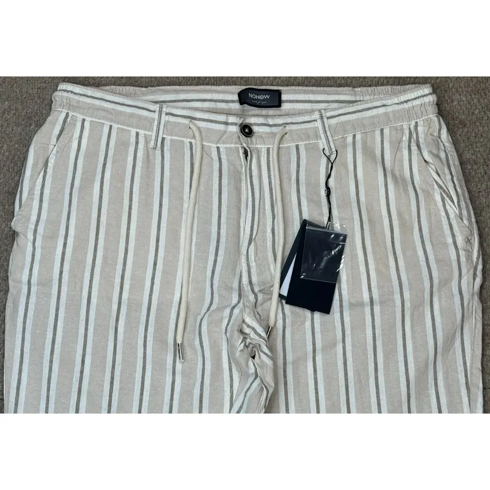 NOHOW Liam‎ Striped Beige Men's Casual Pants Size EU 54 US 40